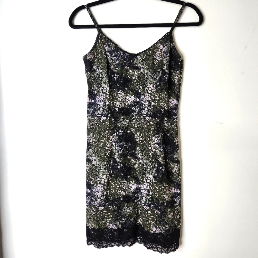 SMARTSET BLACK KHAKI BLUSH PINK MINI DRESS W/ BOTTOM LACE TRIM SIZE 2